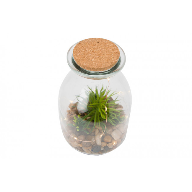Jar with plant and LED, 12x18cm