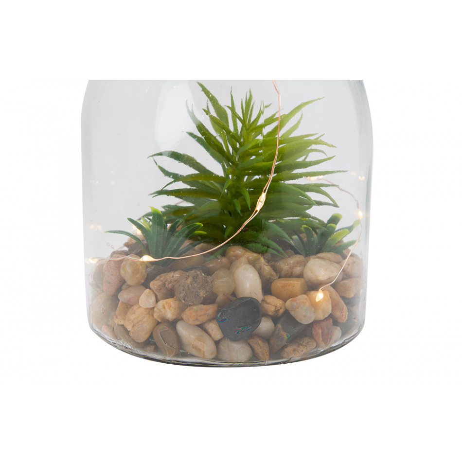 Jar with plant and LED, 12x18cm