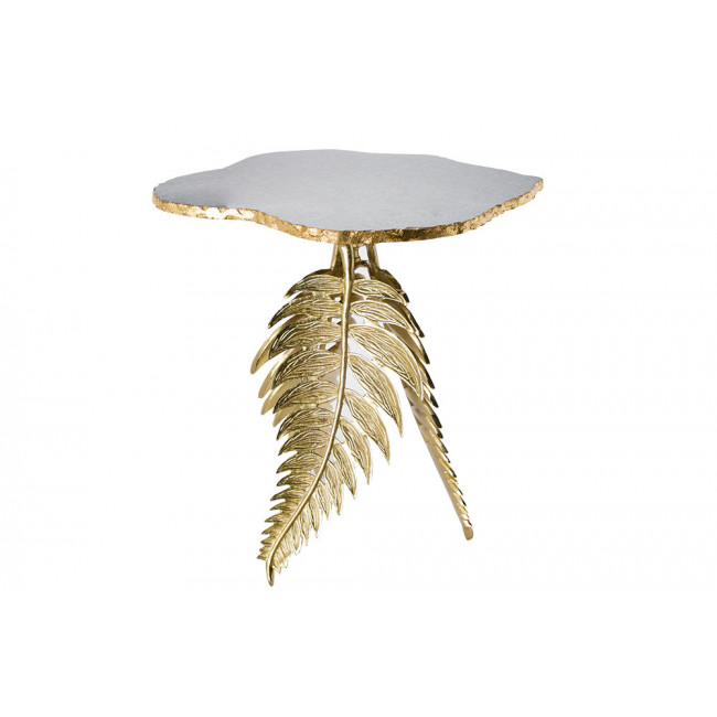 Table Triple Leaf, w/marble on top, gold, 50x51x54cm