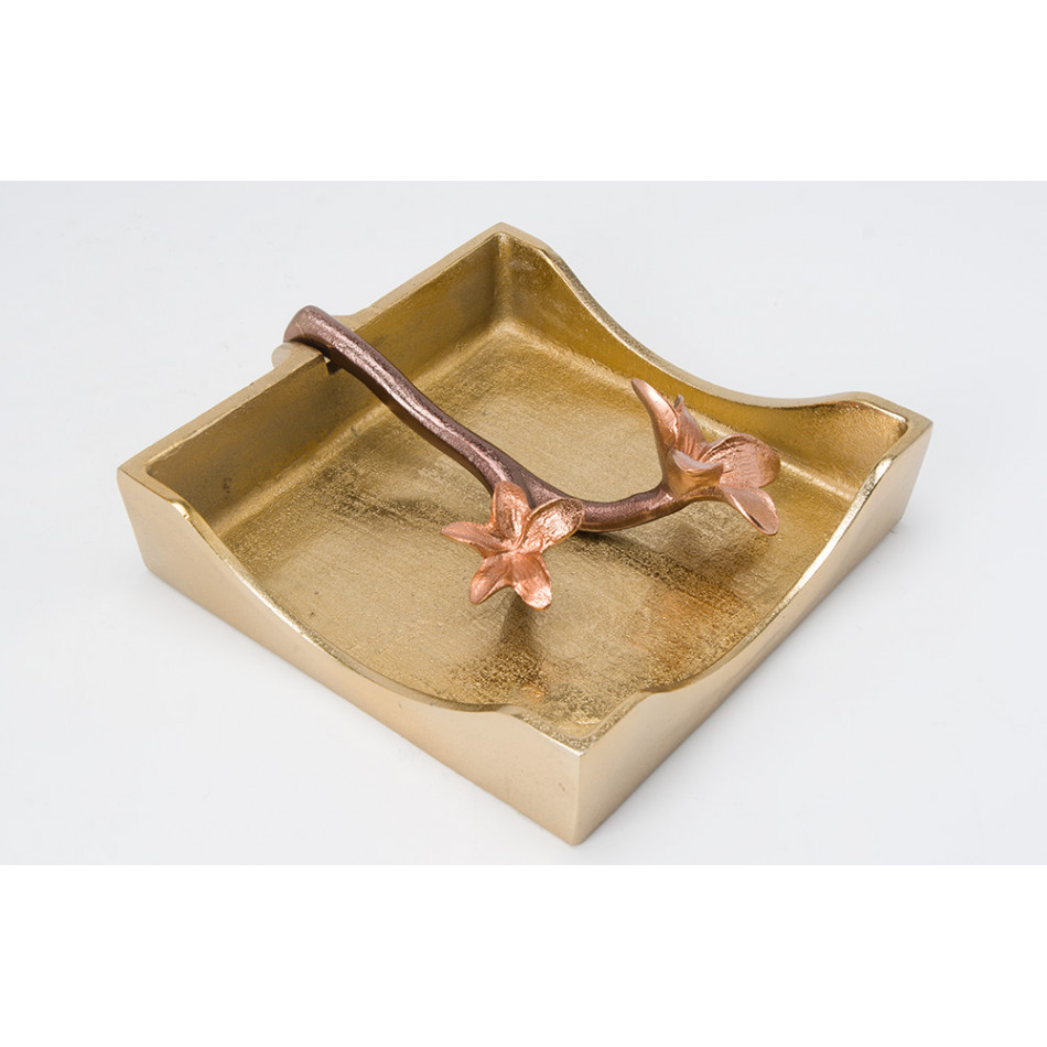 Napkin holder, gold/copper/bronze, 18x18cm