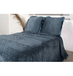 Bed cover Seaburg 16, blue, velvet, 260x280cm