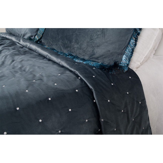 Bed cover Seaburg 16, blue, velvet, 260x280cm