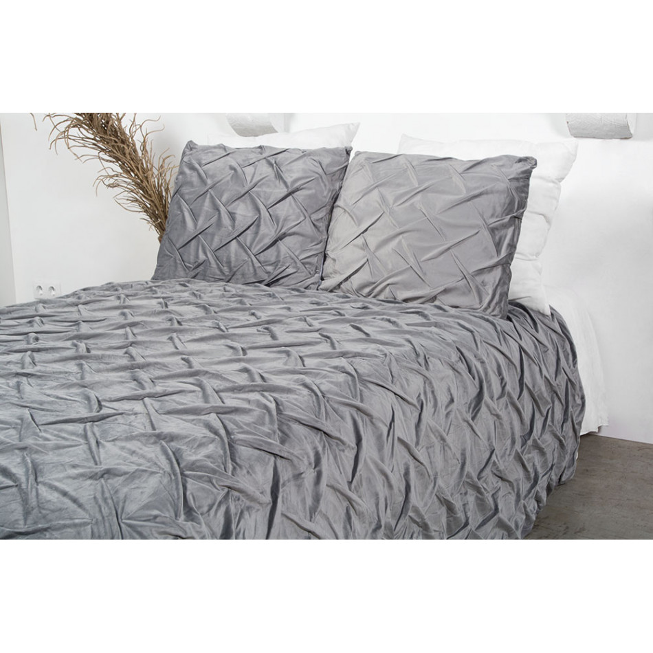 Bed cover Sella 25, grey, velvet,  220x240cm