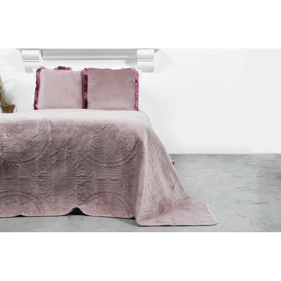 Bed cover Selvino 33, mauve, velvet, 260x280