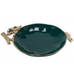 Decorative bowl  Walta I, green/gold, 29.5x22x5.3cm