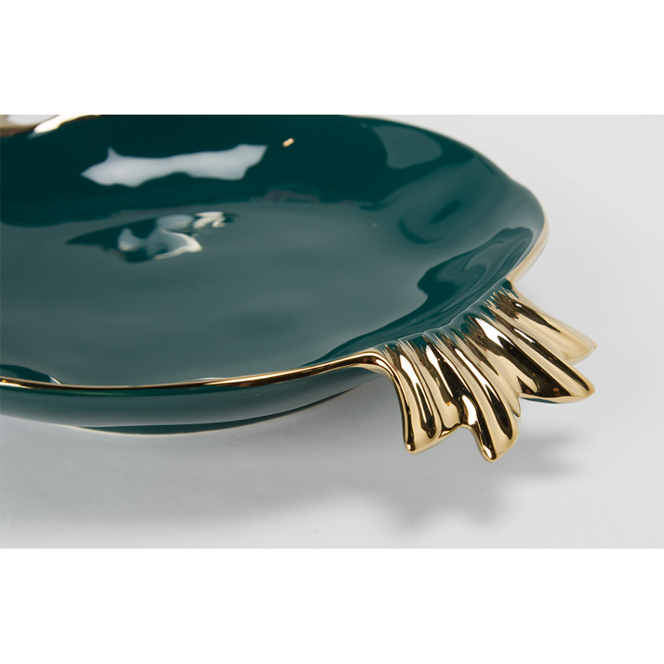 Decorative bowl  Walta I, green/gold, 29.5x22x5.3cm
