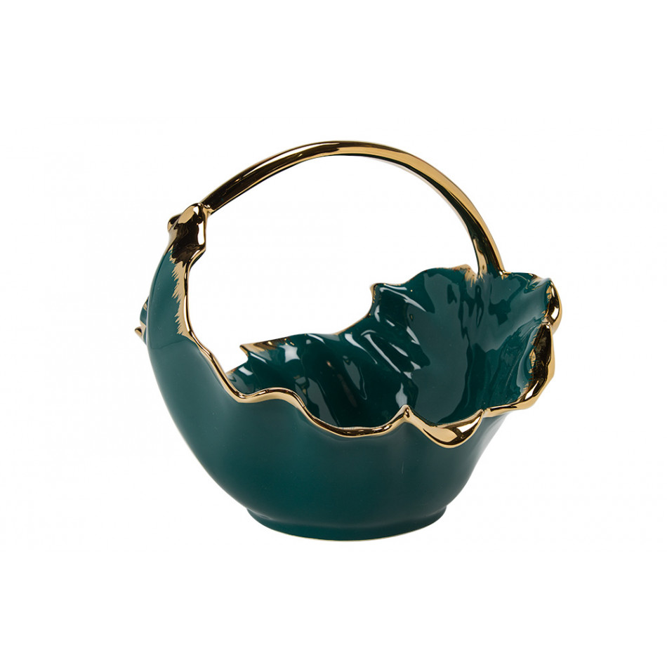 Decorative bowl Welta, green/gold, 25x22.5x21.5cm