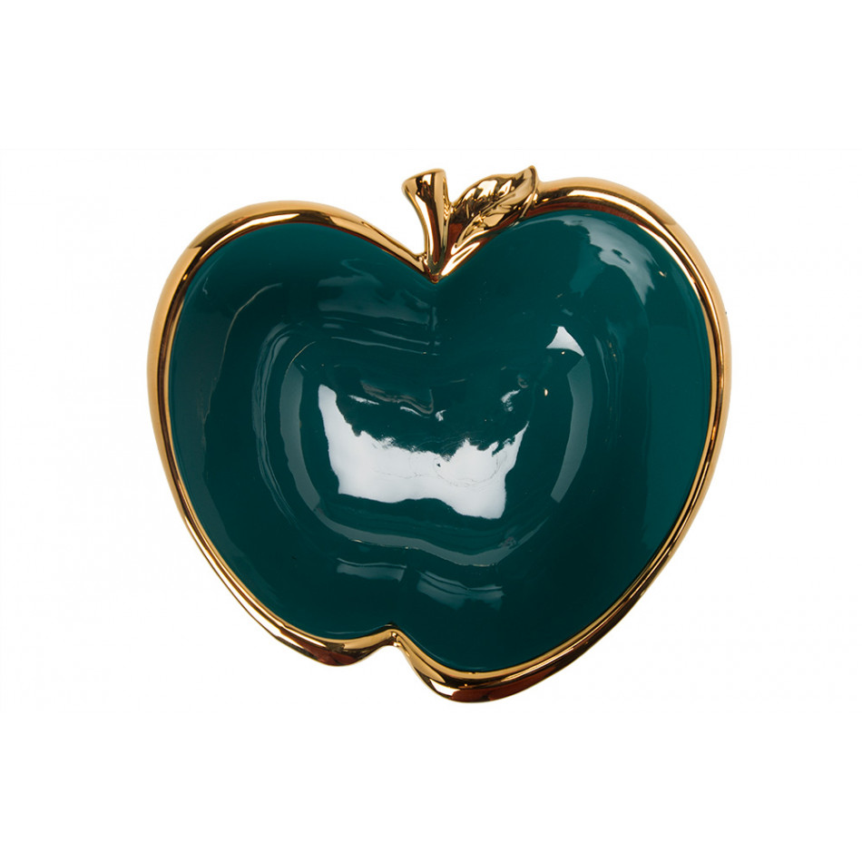 Decorative bowl Green apple, green/gold, 19.5x19.5x10.5cm