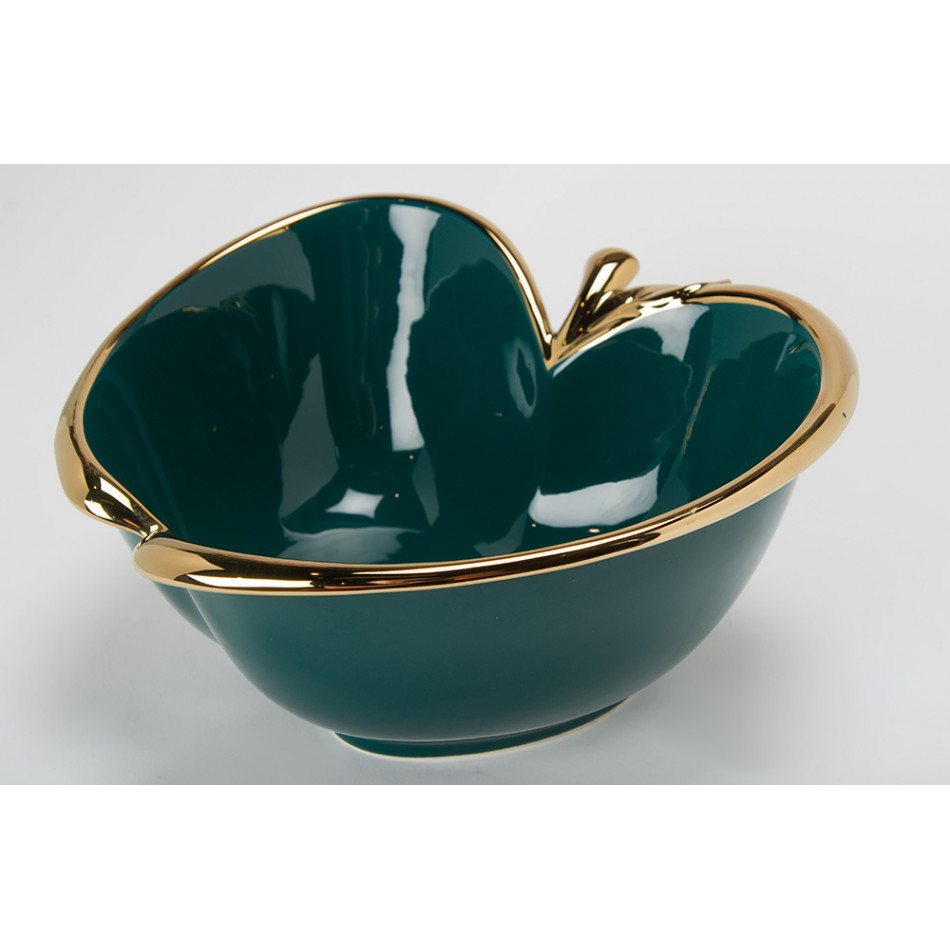 Decorative bowl Green apple, green/gold, 19.5x19.5x10.5cm