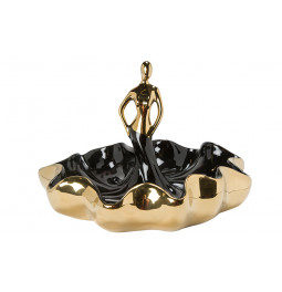 Decorative bowl Madame, black/gold, 32x30.5x22cm