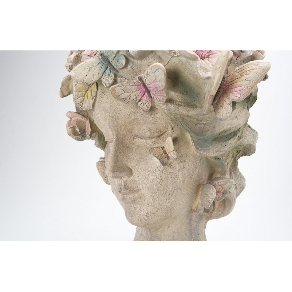 Decorative flower pot Woman head, pelēks, 35x32x44.5cm