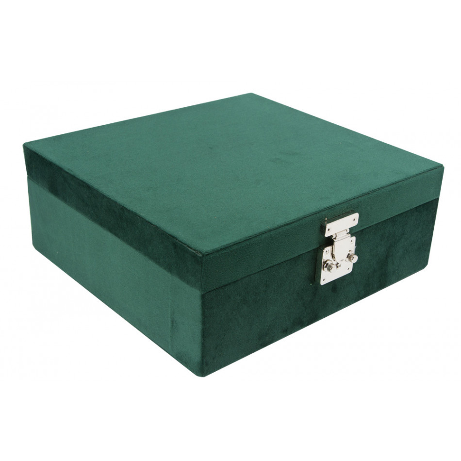 Jewellery box Hamilton, green velvet, 28x26x10.5cm