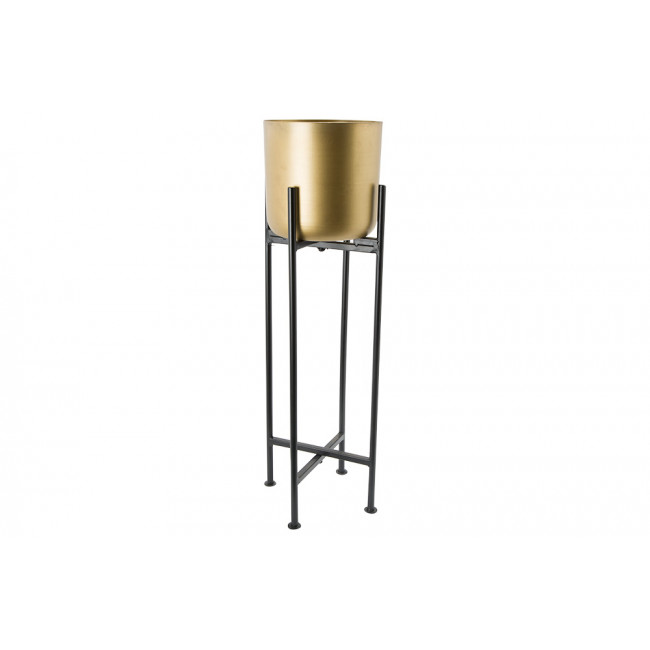 Pot on stand Lilberg, brass antique, frame black matt 22x22x