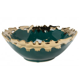 Decorative bowl Wario, green/gold, 23x23x8cm