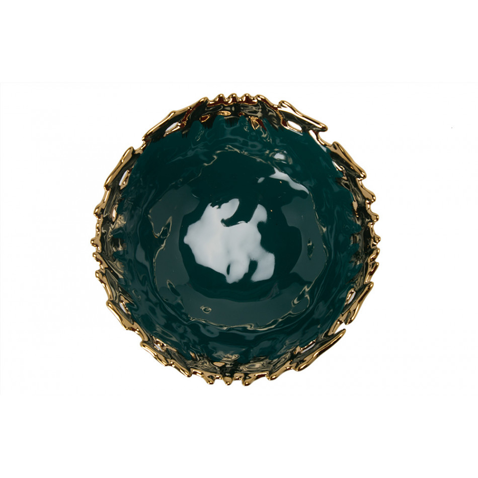 Decorative bowl Wario, green/gold, 23x23x8cm