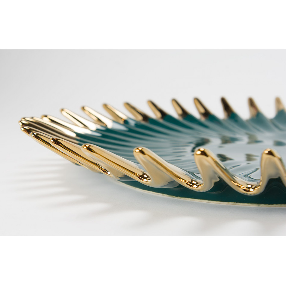 Decorative bowl Waterlo, green/gold, 31x30.5x4.5cm