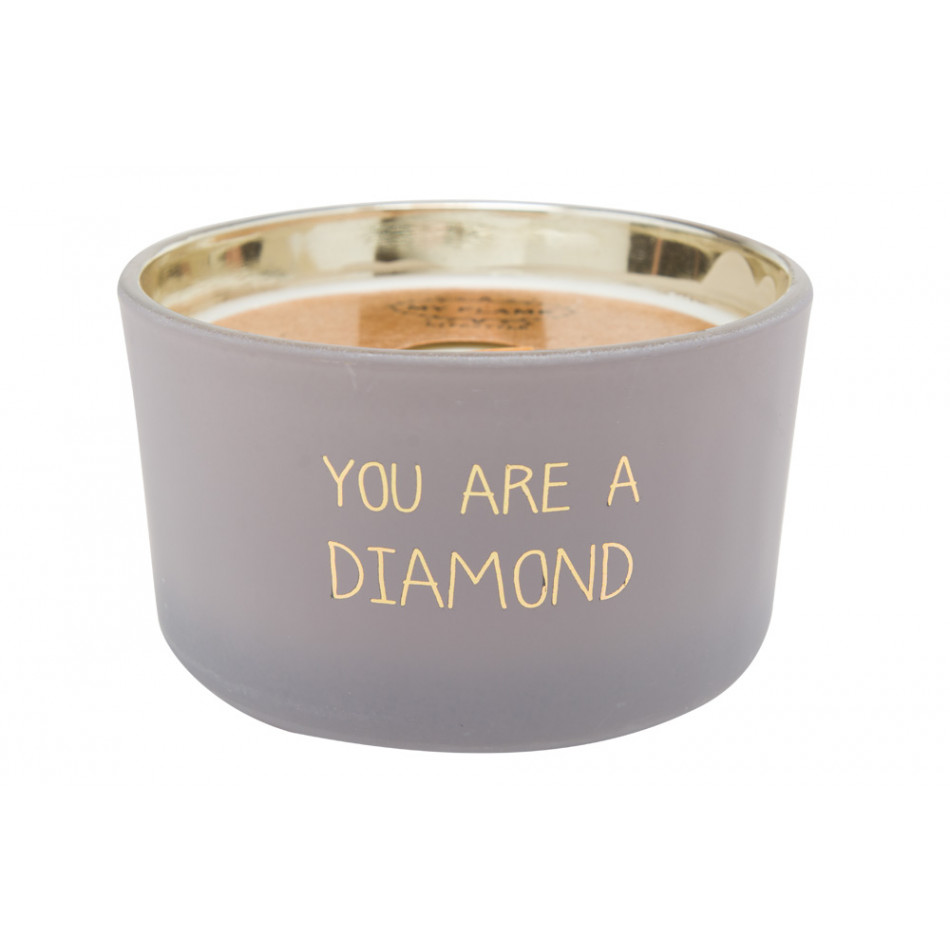 Scented soy candle in glass jar You are a diamond, grey,35h