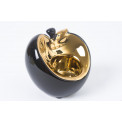 Candleholder Apple, black/gold, 9.5x8x8.5cm