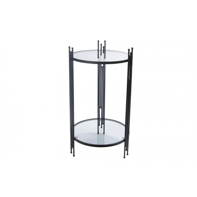 Metal table Bampton M, black, glass top, H62cm D35cm