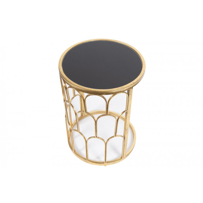 Side table Burch M, golden/black, glass/metal, D40x55cm