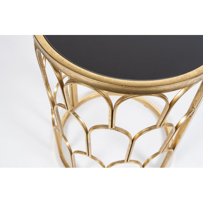 Side table Burch M, golden/black, glass/metal, D40x55cm