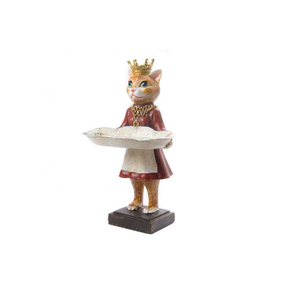 Decorative figure Female cat with crown, 16.5x15x29.5cm