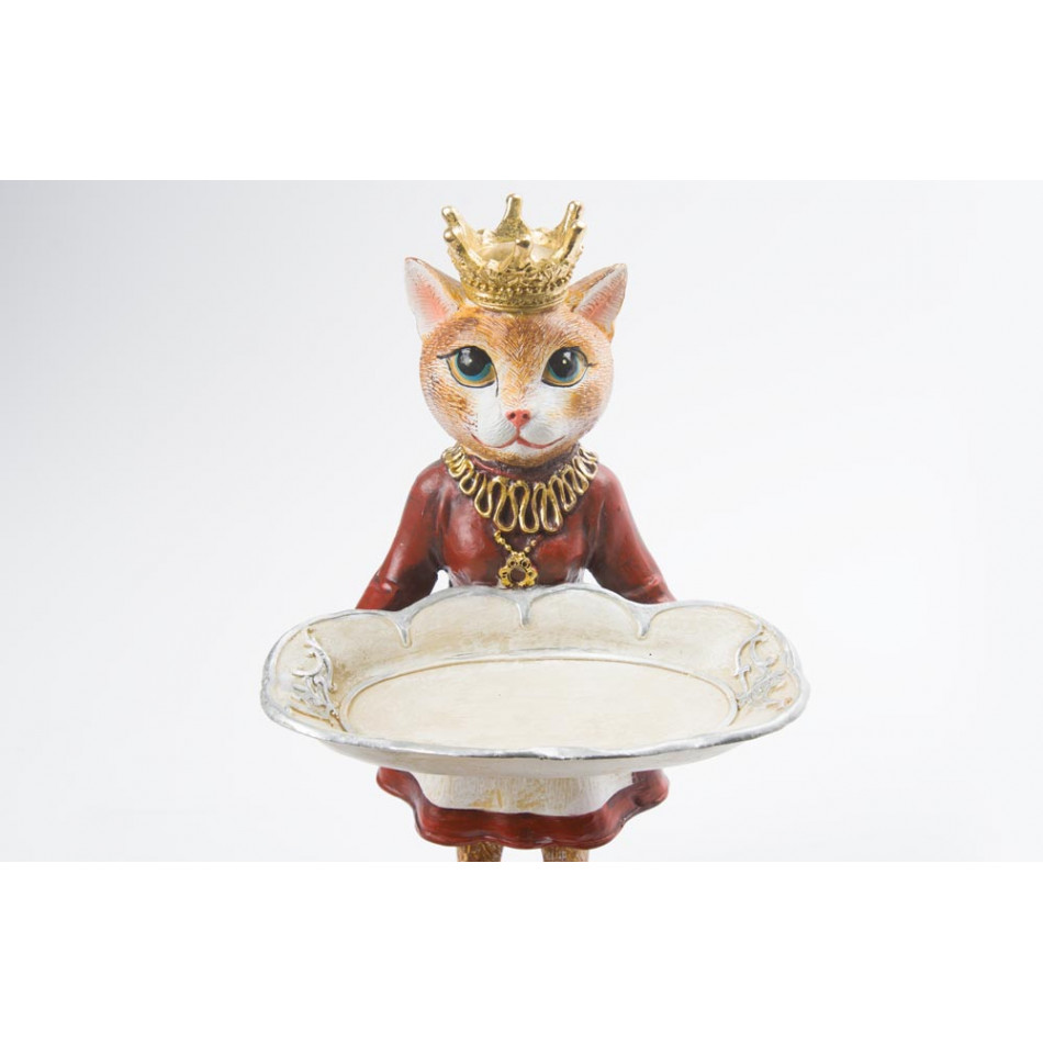 Decorative figure Male cat with crown, multi, 16.5x15x29.5cm
