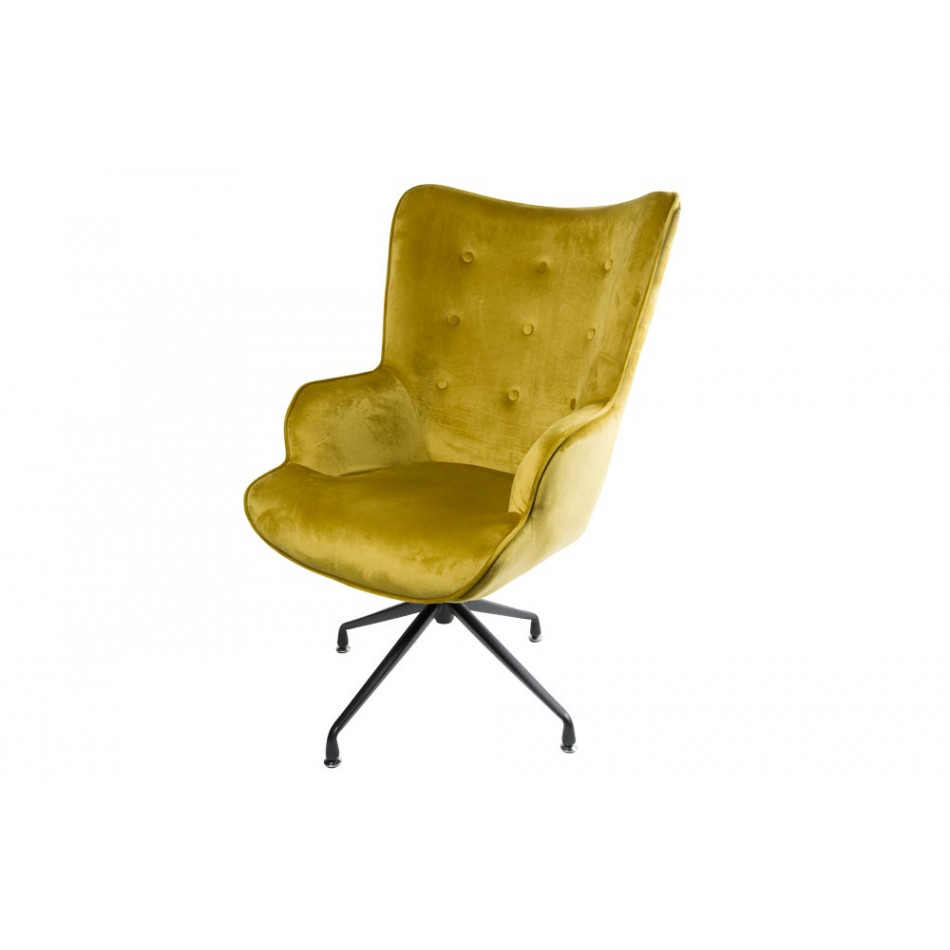 Armchair Dallas, velvet, gold, 103x75.5x70cm, seat h 50cm