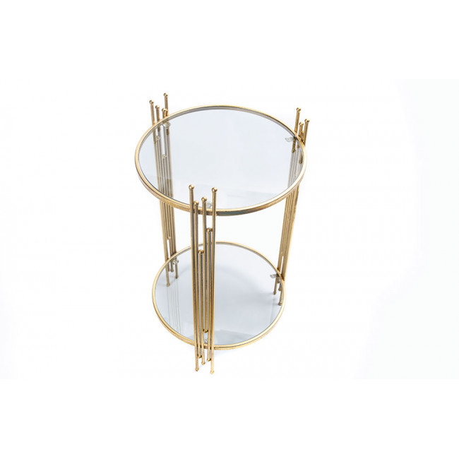 Metal table Bampton M, glass top, gold, H62cm D35cm