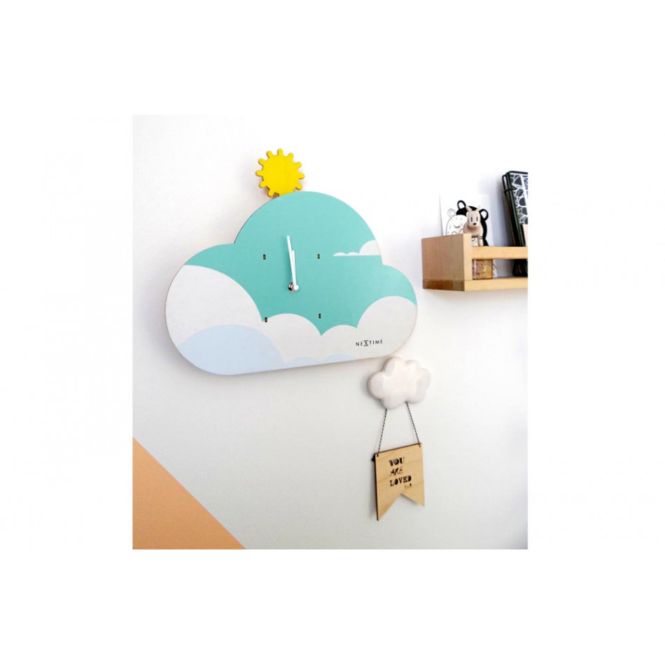 Wall clock Luminous Cloudy, wood, 29x37x4.9cm