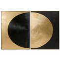 Картина на холсте Circle x2, компл., черный/золото, 76x102см