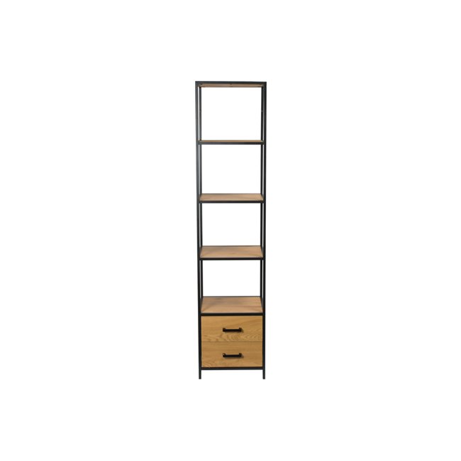 Bookcase Seaford, oak/black frame, 42x35x185cm