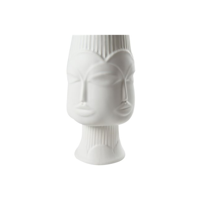 Vase 5 Face woman medium, white, 13.5x13.5x35cm
