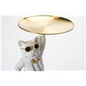 Decorative figure Cat with tray, white/golden, 20x17x27cm