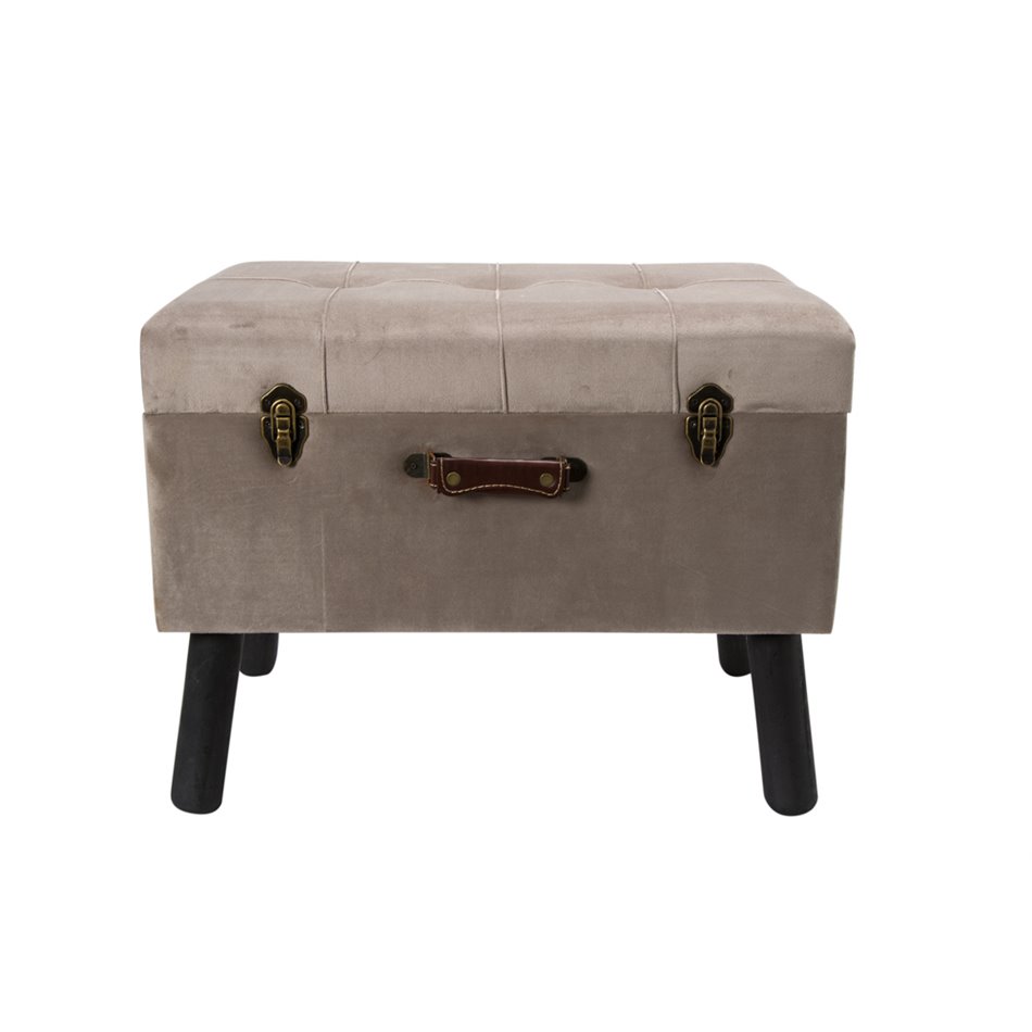 Bench Ferento L, taupe colour, velvet, 60x40x49cm