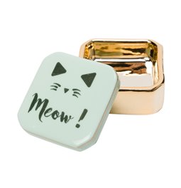 Ring holder Meow!, ceramic, green, H2.5cm 5x5