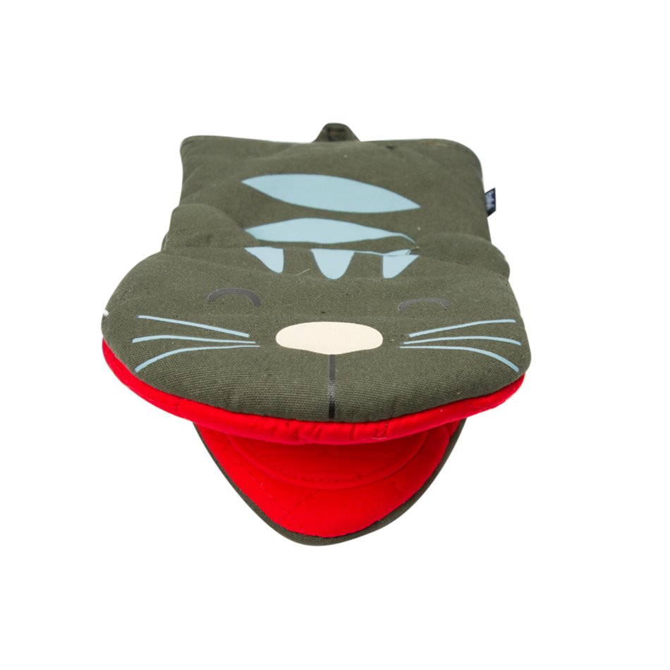Oven mitten  Meow!, grey, PES/silicone,  24.5x15.5cm