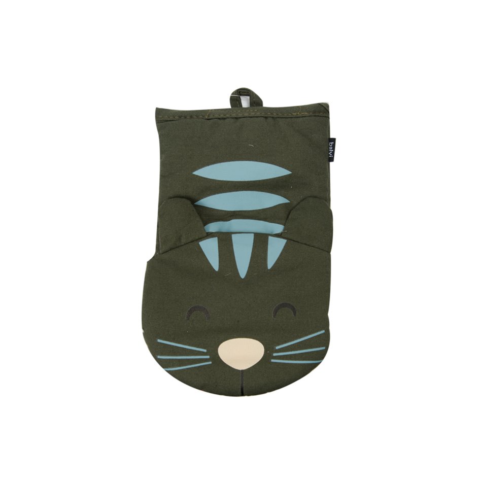 Oven mitten  Meow!, grey, PES/silicone,  24.5x15.5cm