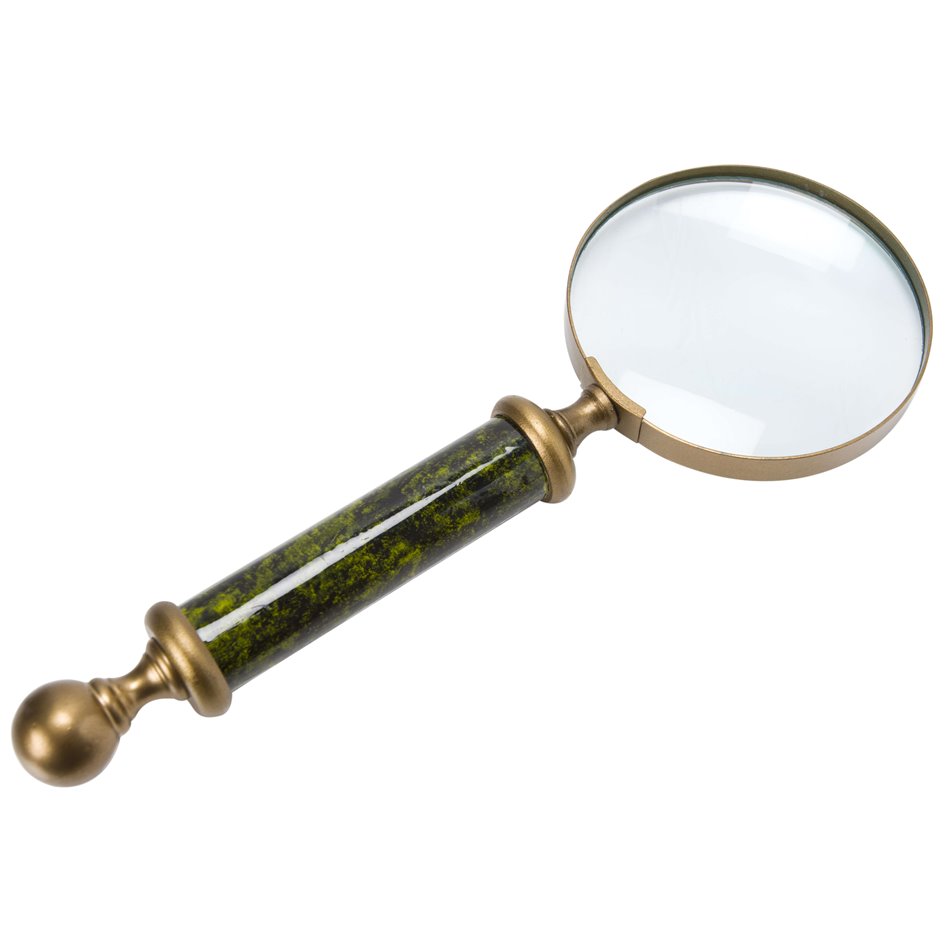 Brass/aluminium magnifier 4 ba/green,27x10x3cm