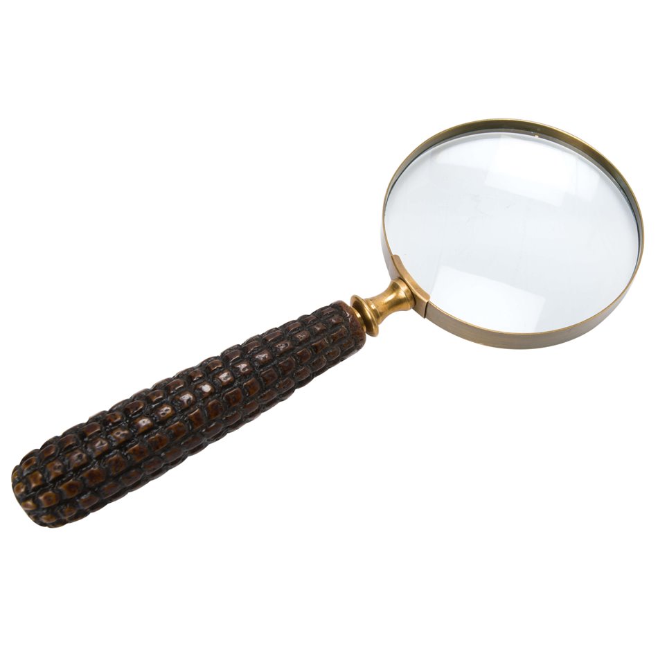 Brass 4 magnifier with resin handle brass finish, 25.5x10x3c