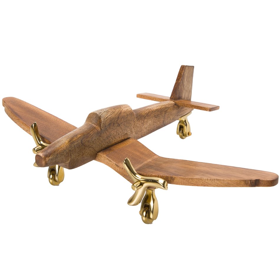 Decor Airplane, mango wooden/aluminium,26.5x34x10cm