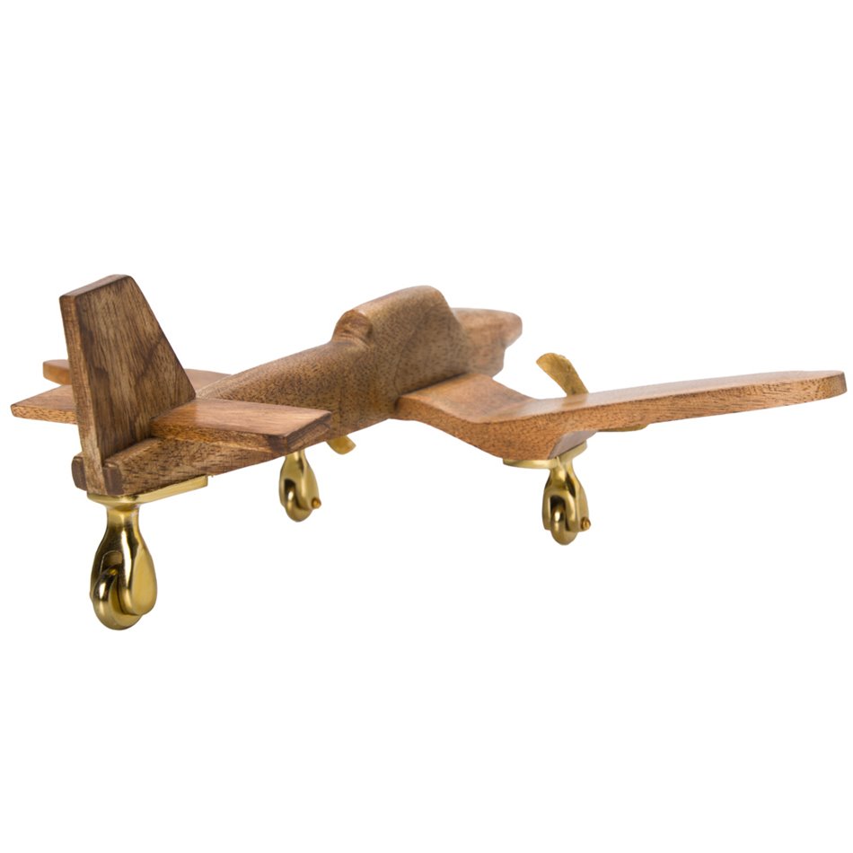 Decor Airplane, mango wooden/aluminium,26.5x34x10cm