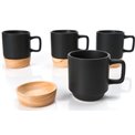 Coffee cup set 4 Bamboo, black, 12cl