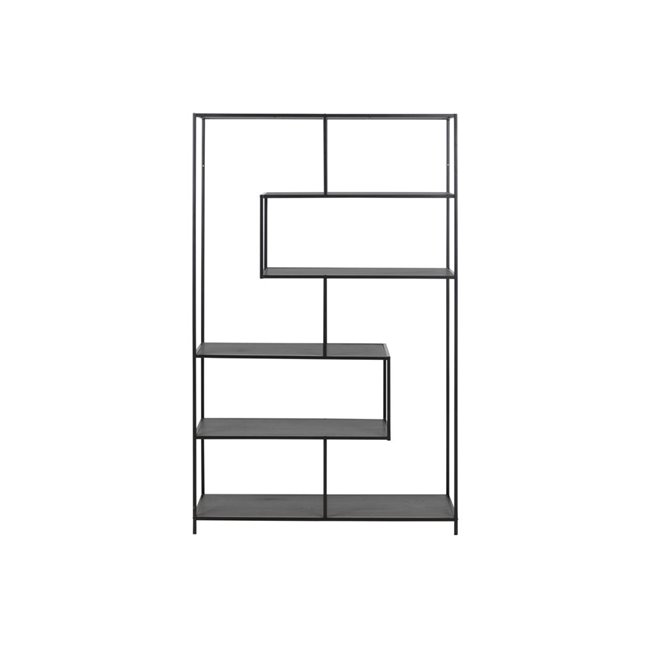Bookcase Seaford, black, 114x35x185cm 