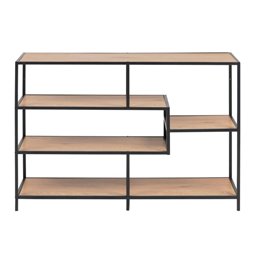 Bookcase Seaford IV, oak/black, 114x35x78cm
