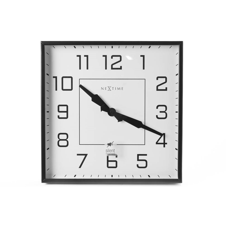 Wall clock Be Square, black/white, 35x35cm