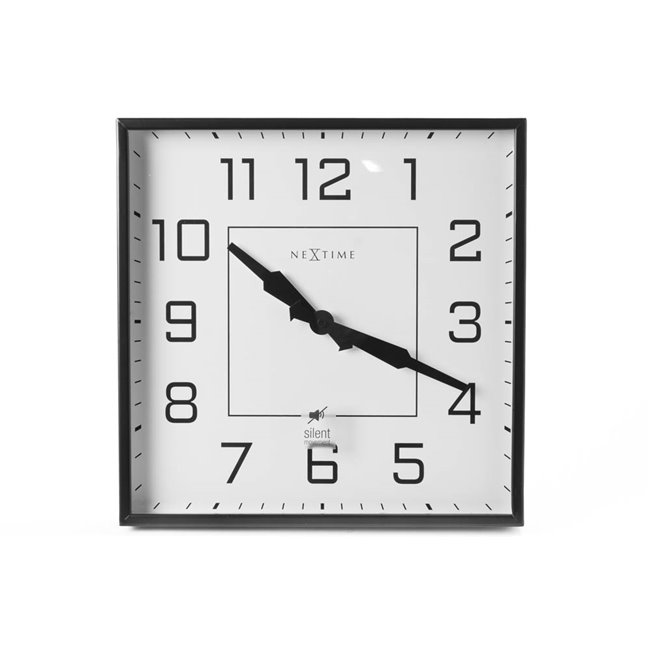 Wall clock Be Square, black/white, 35x35cm
