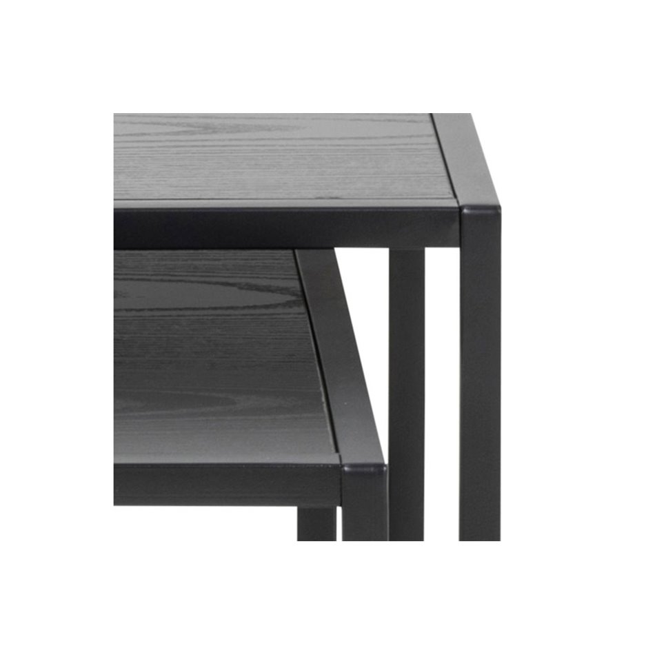 Nest table set Seaford, black ash,W50xD50xH45,40x40x45c