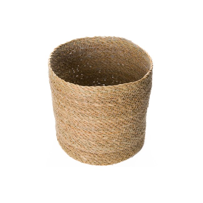 Basket Rond L, natural, reed, brown,  D24 x H24cm