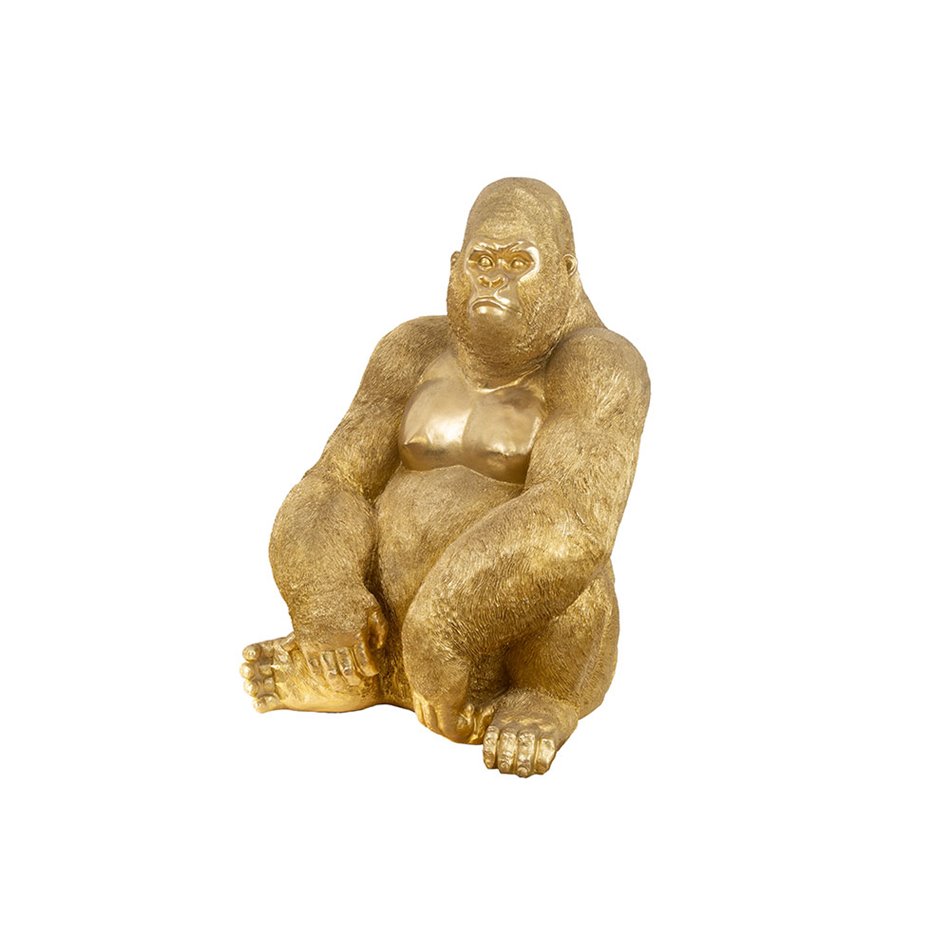 Decorative figure Golden gorilla, gold, 69x54x91cm